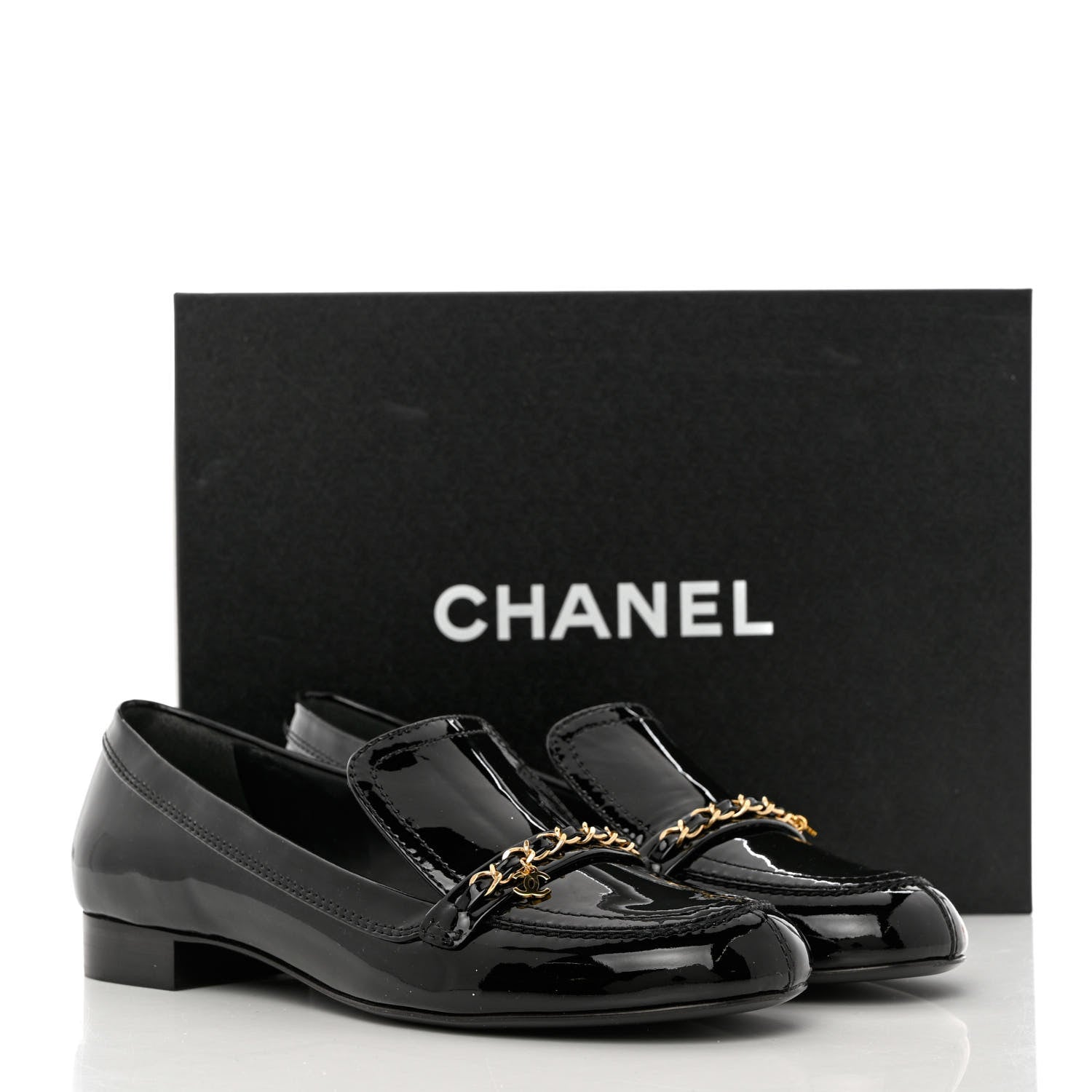 Chanel Patent Chain Loafers 39.5 Black 10 of 10