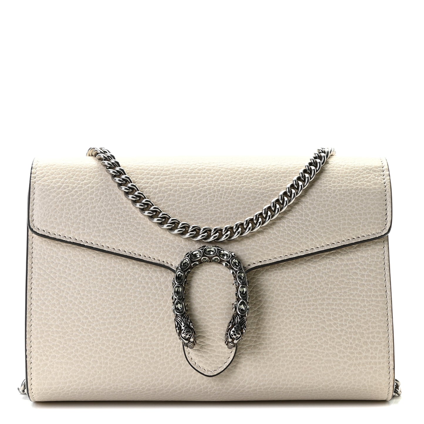 Dollar Calfskin Mini Dionysus Chain Wallet Mystic White