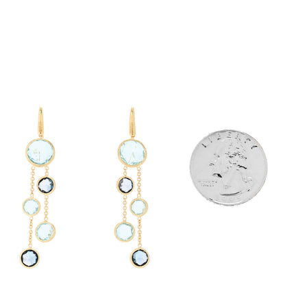 Marco Bicego 18K Yellow Gold Blue Topaz Jaipur Color Two Strand Earrings 2 of 4