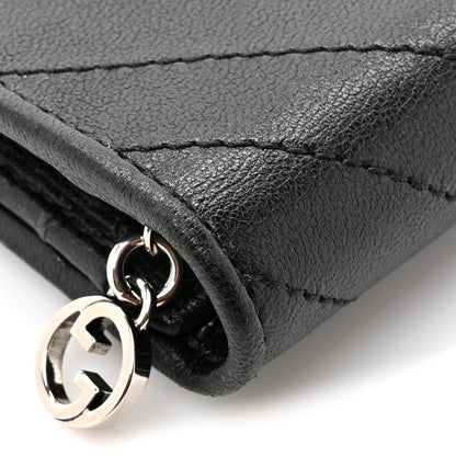 Gucci Sakai Be Green Calfskin Diagonal Stitched Blondie Card Case Wallet Black 7 of 9