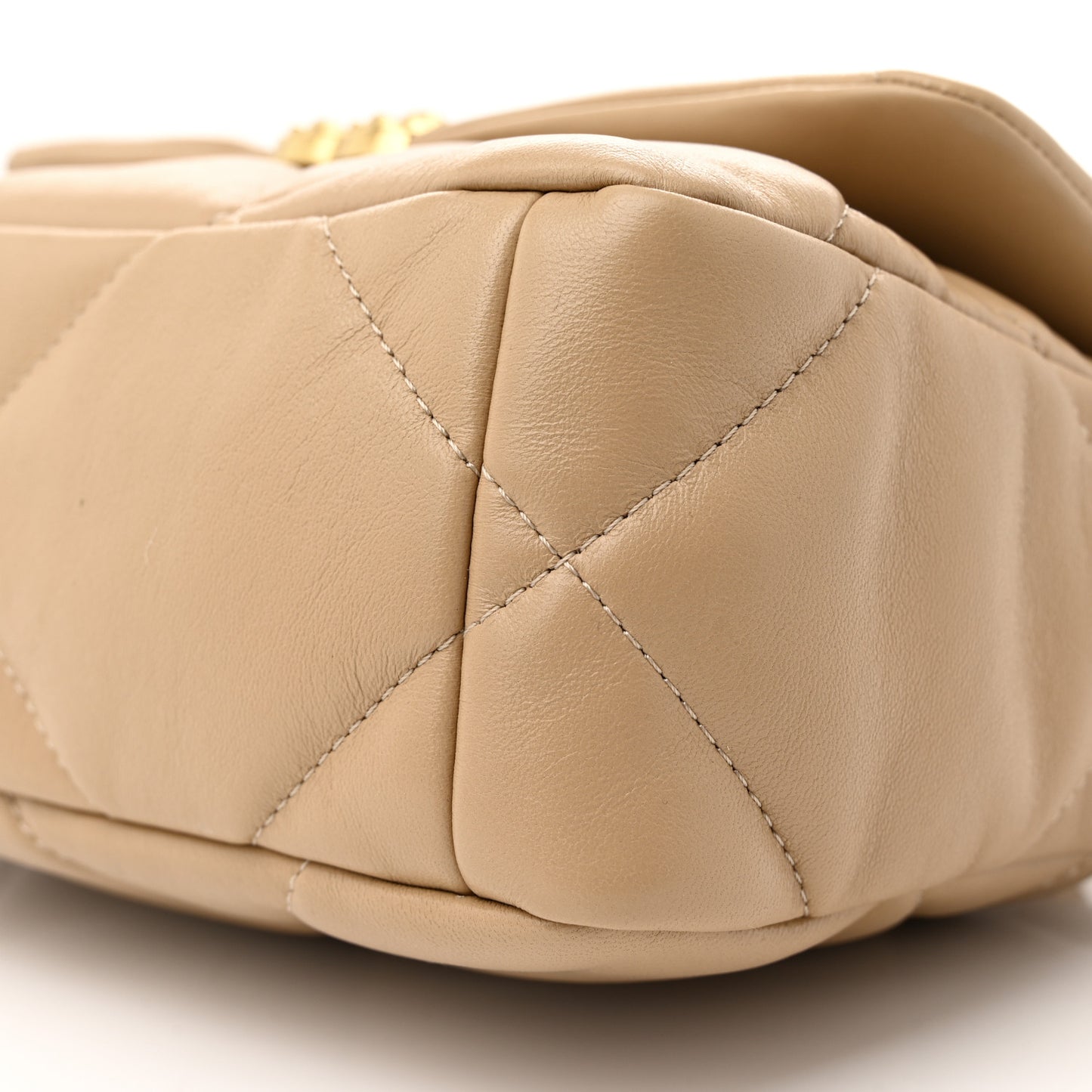 Lambskin Quilted Medium Chanel 19 Flap Beige