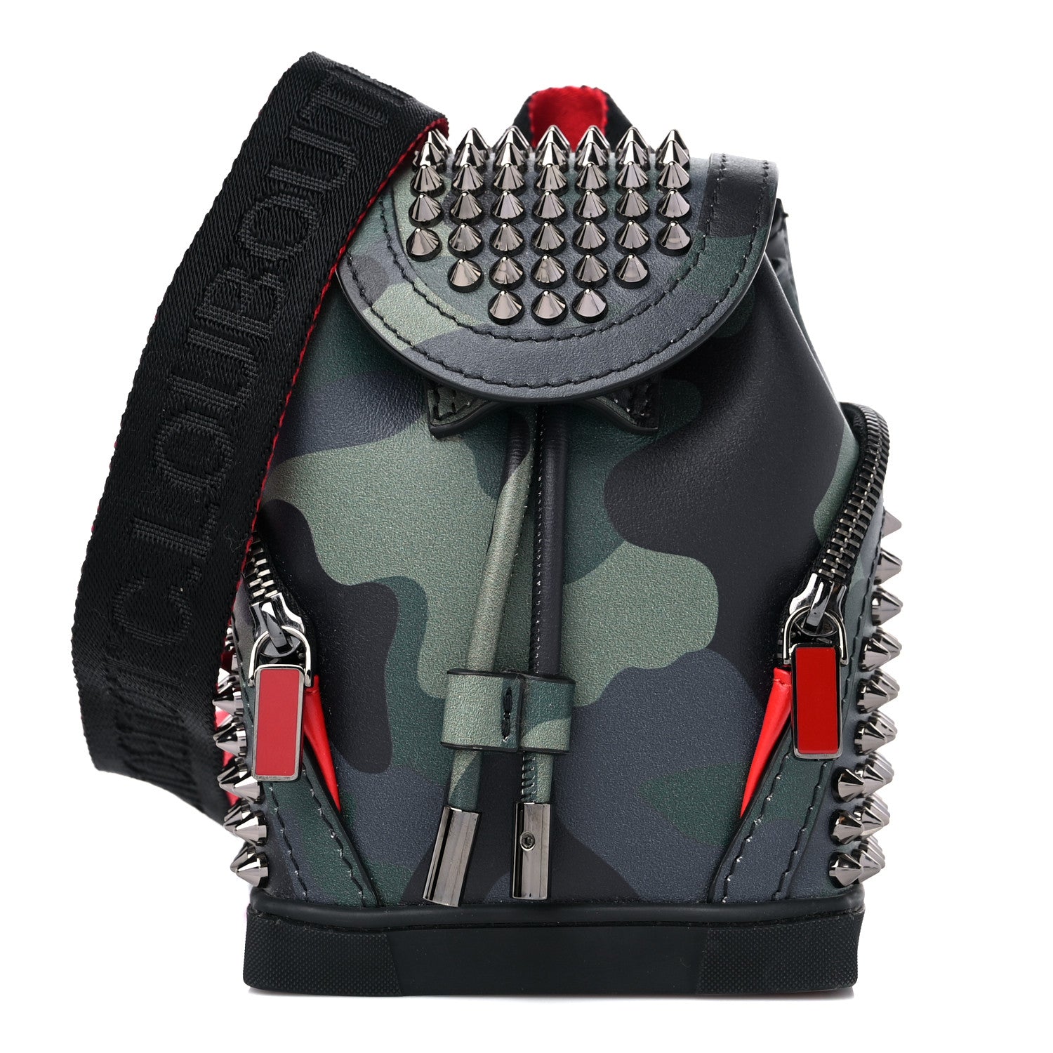 Christian Louboutin Calfskin Spiked Camouflage Mini Explorafunk Keyring Bag Multicolor 1 of 9