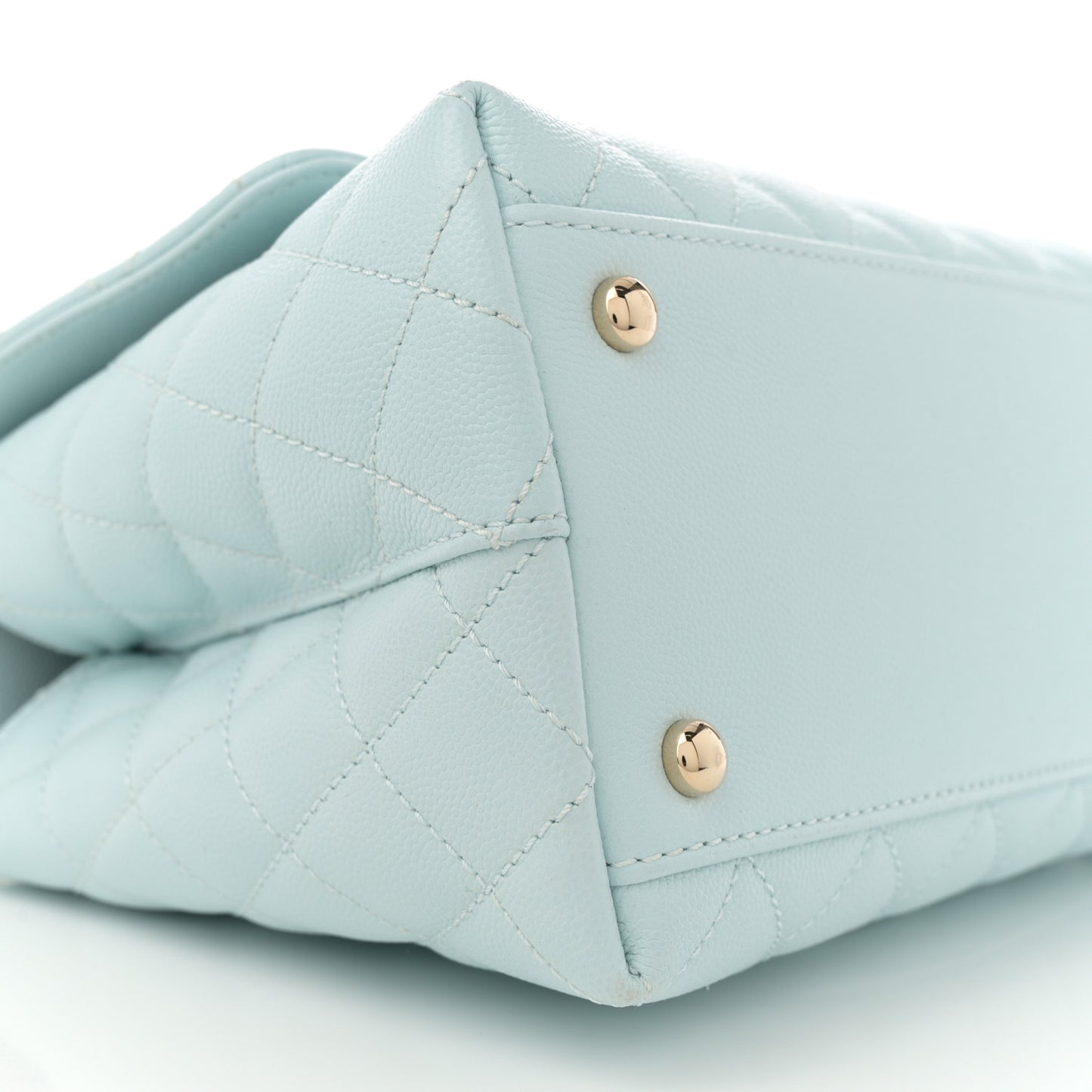 Caviar Quilted Small Coco Handle Flap Light Blue
