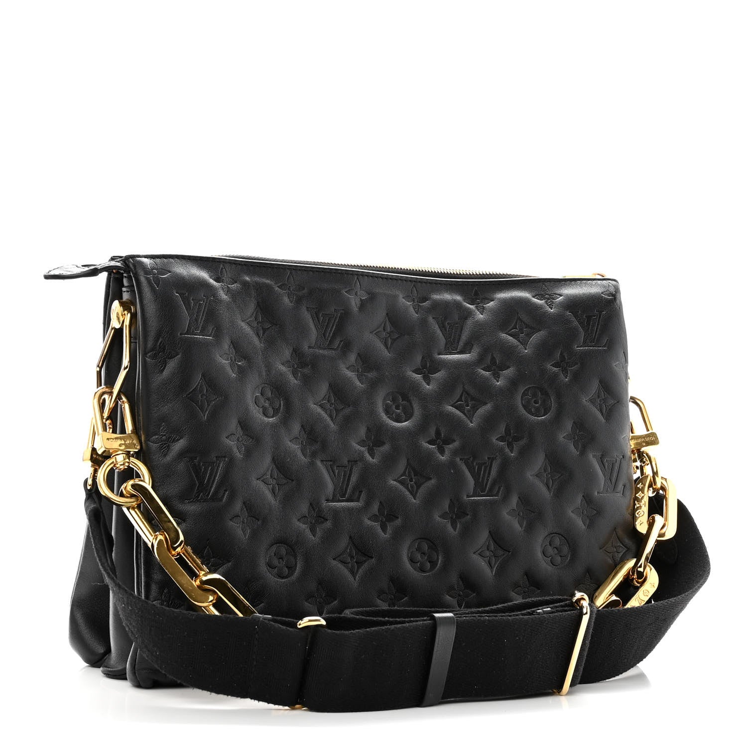 Louis Vuitton Lambskin Embossed Monogram Coussin MM Black 3 of 11