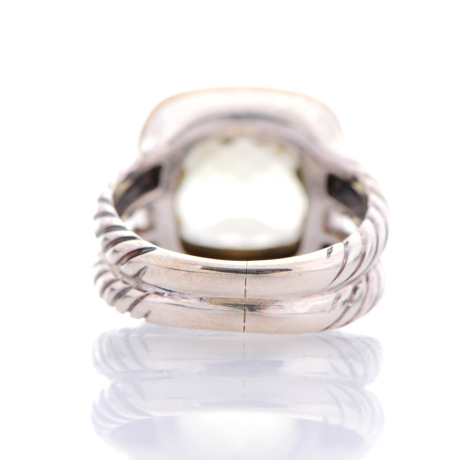 David Yurman Sterling Silver 18K Yellow Gold Lemon Citrine 11mm Albion Ring 52 6 4 of 7