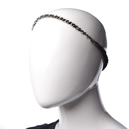 Chanel Calfskin Chain CC Headband Black Silver 2 of 5