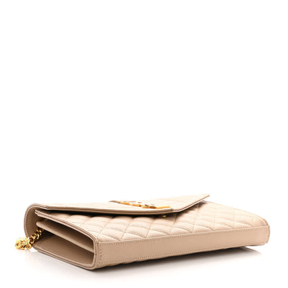 Saint Laurent Grain De Poudre Mixed Matelasse Triquilt Monogram Chain Wallet Dark Beige 4 of 11