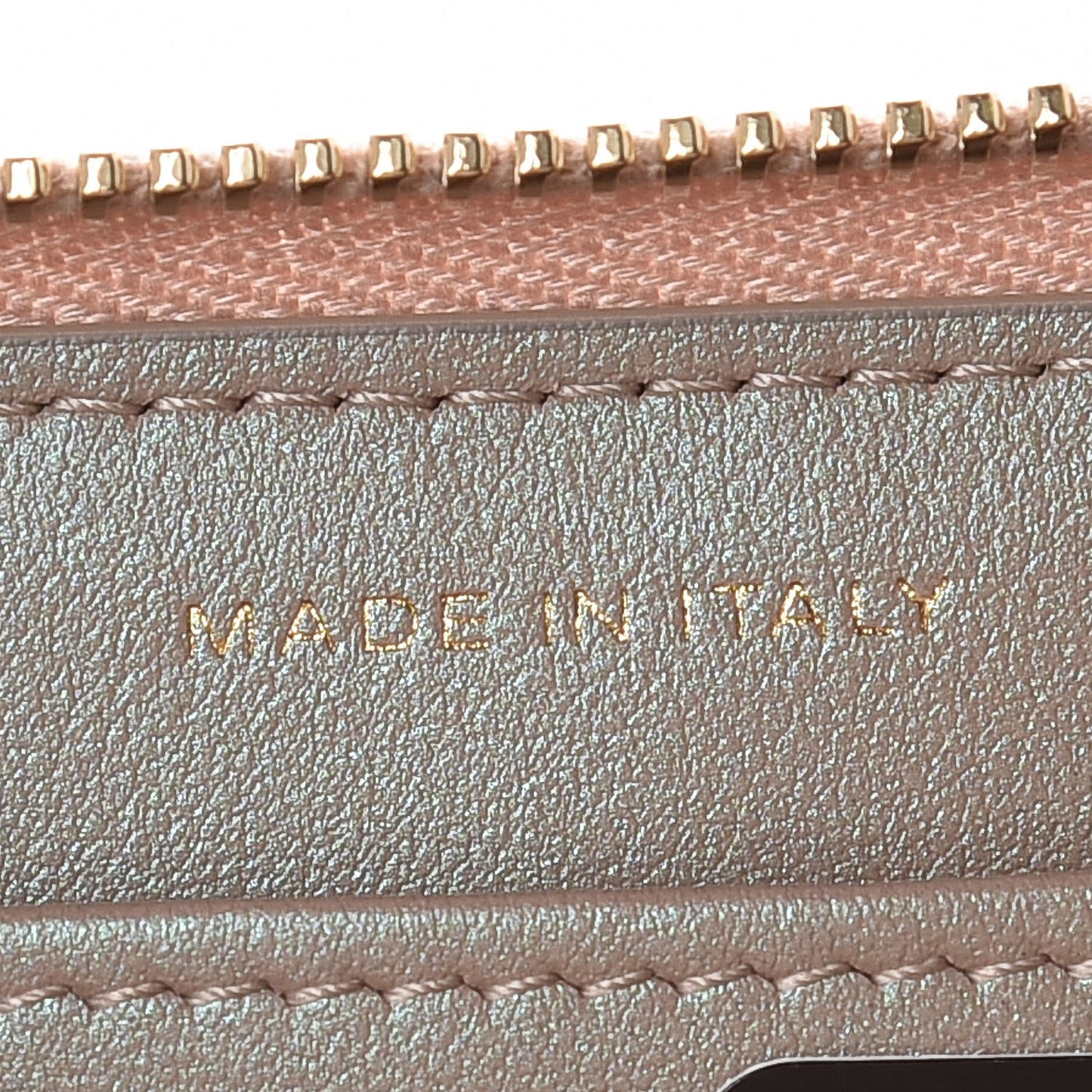 Iridescent Caviar Quilted Long Zip Around Wallet Beige
