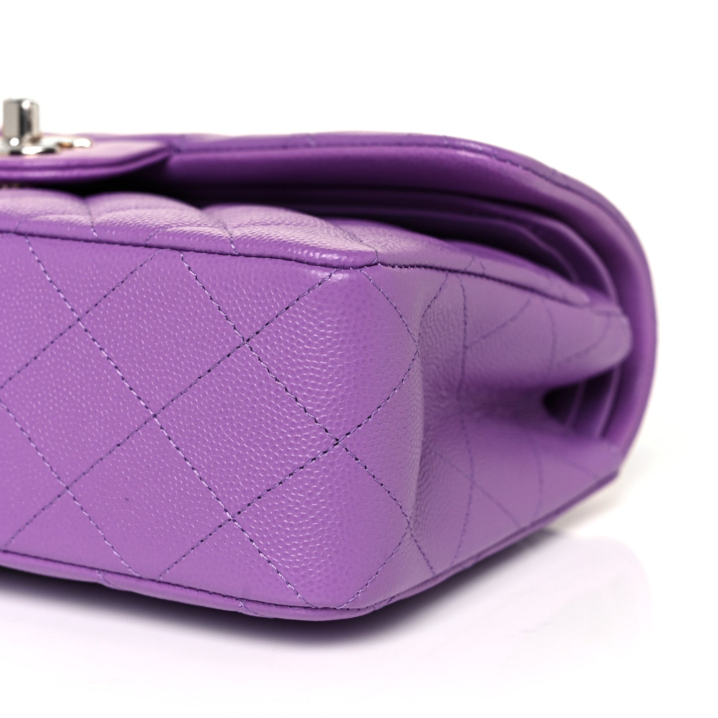Caviar Quilted Small Double Flap Purple