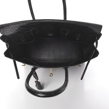 Hermes Shiny Porosus Crocodile Birkin 35 Black 5 of 32