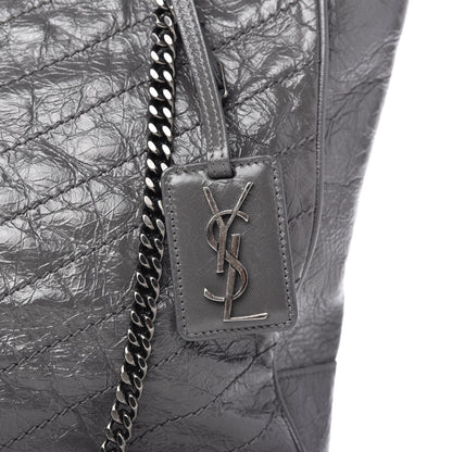 Saint Laurent Crinkled Calfskin Matelasse Monogram Large Niki Shopping Tote Bag Grey 10 of 12