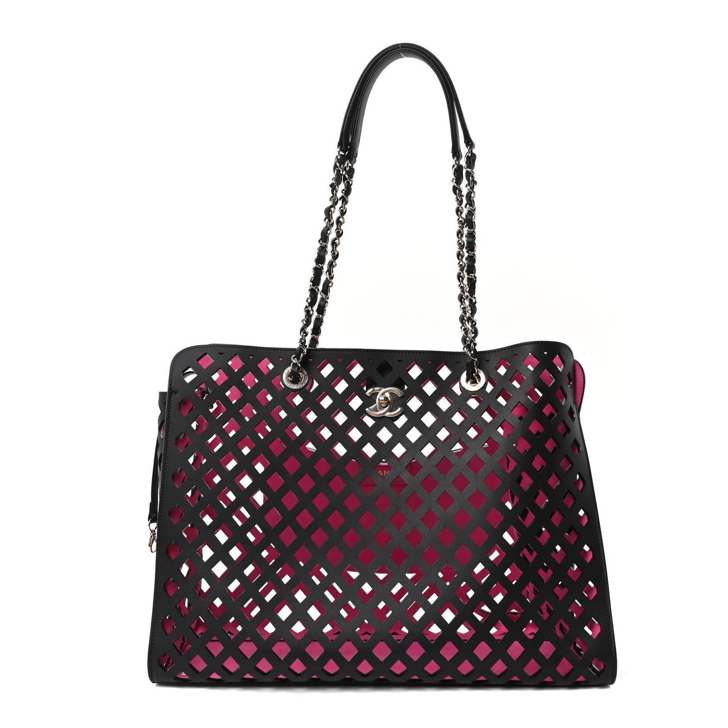 Lambskin Sea Through Tote Black Multicolor