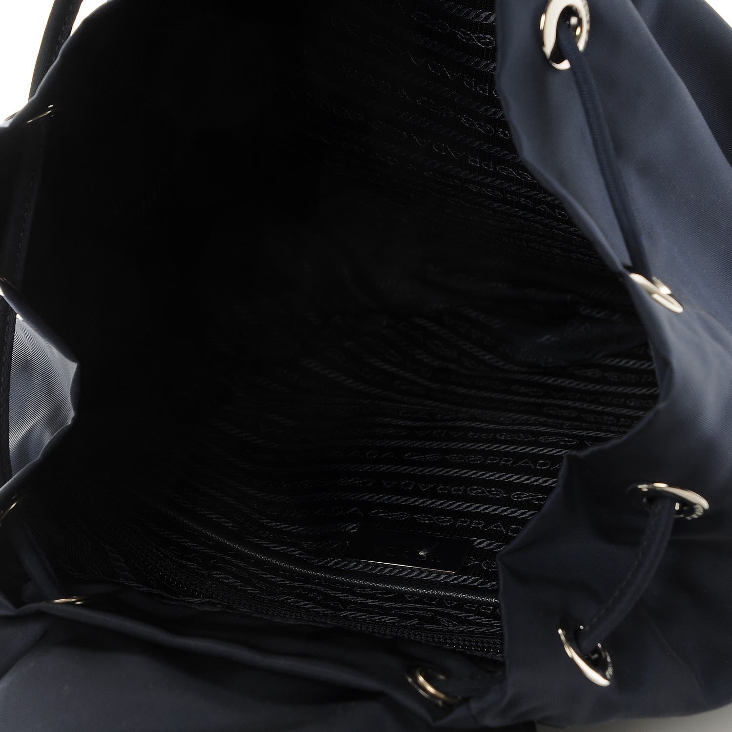 Prada Nylon Vela Saffiano Medium Cinch Backpack Baltico 5 of 8