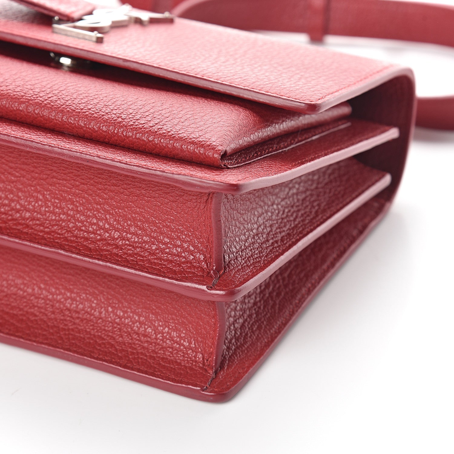 Saint Laurent Grained Calfskin Medium Monogram Sunset Satchel Red 8 of 8