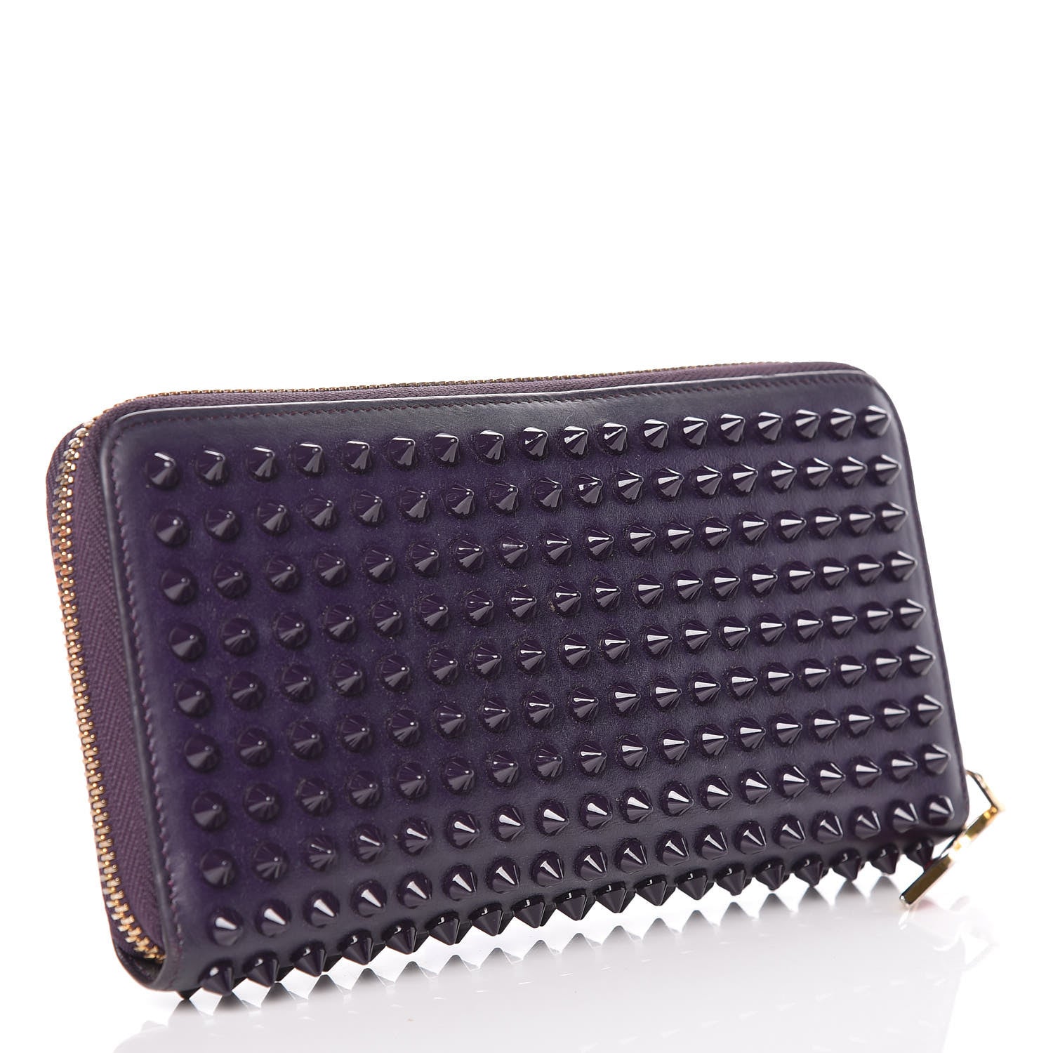 Christian Louboutin Calfskin Panettone Spiked Zip Around Wallet Iris 3 of 10