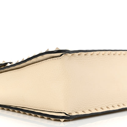 Valentino Garavani Grained Calfskin Rockstud Top Handle Flap Shoulder Bag Light Ivory 8 of 14