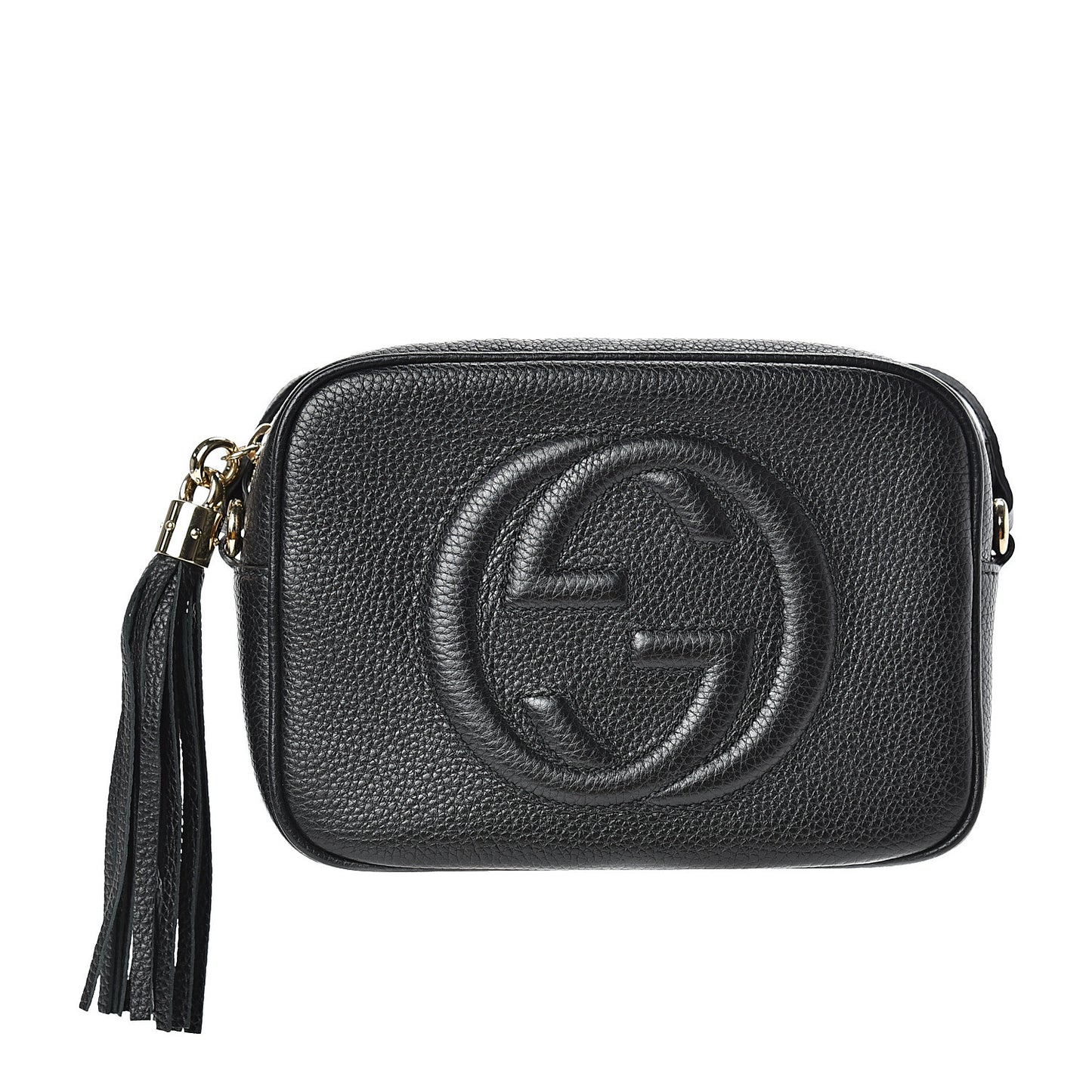 Pebbled Calfskin Small Soho Disco Bag Black