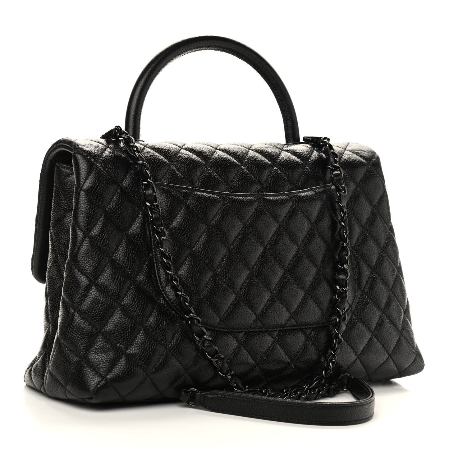 Caviar Quilted Medium Coco Handle Flap So Black
