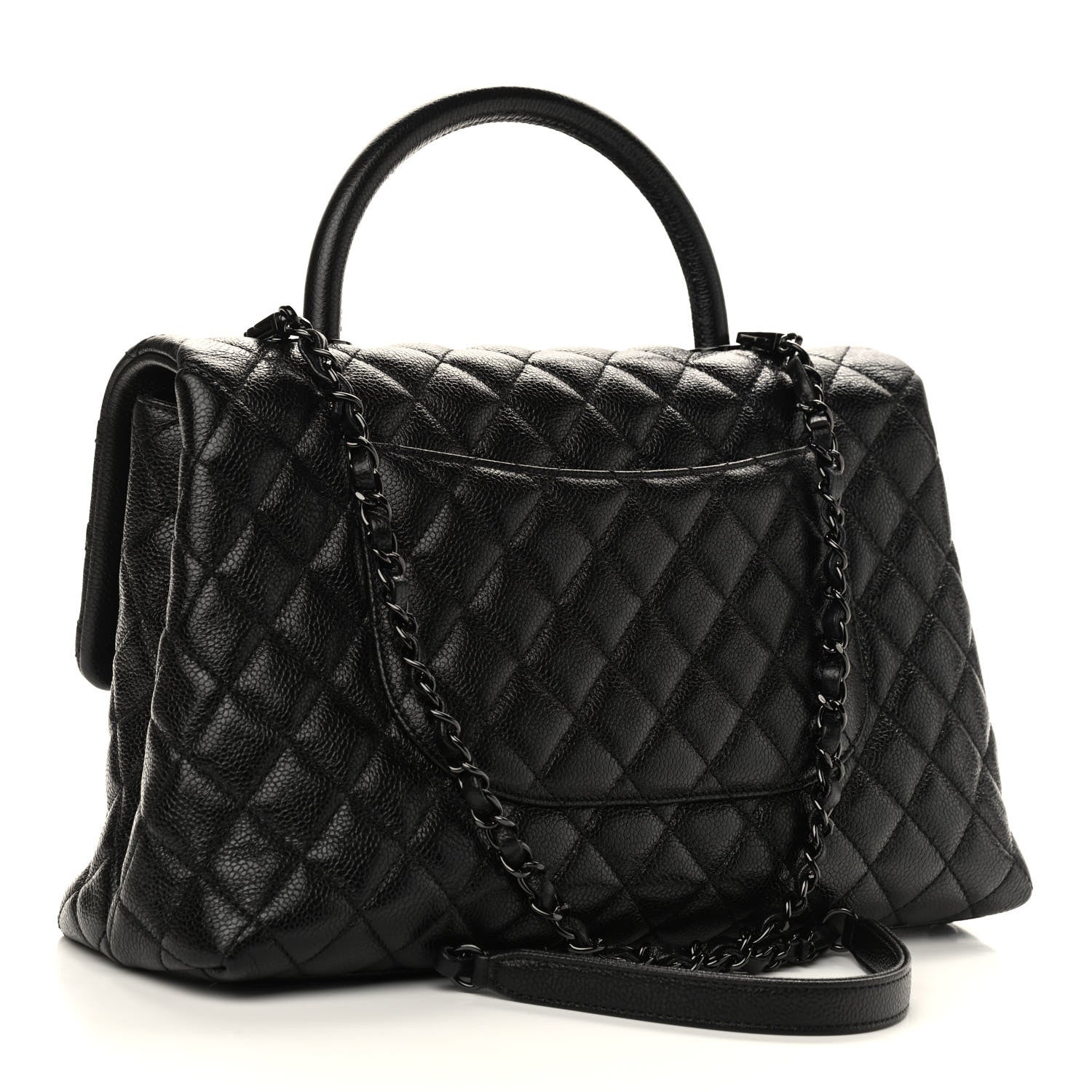 Chanel Caviar Quilted Medium Coco Handle Flap So Black 3 of 9