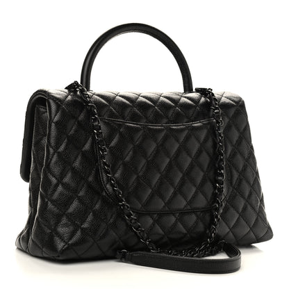 Chanel Caviar Quilted Medium Coco Handle Flap So Black 3 of 9