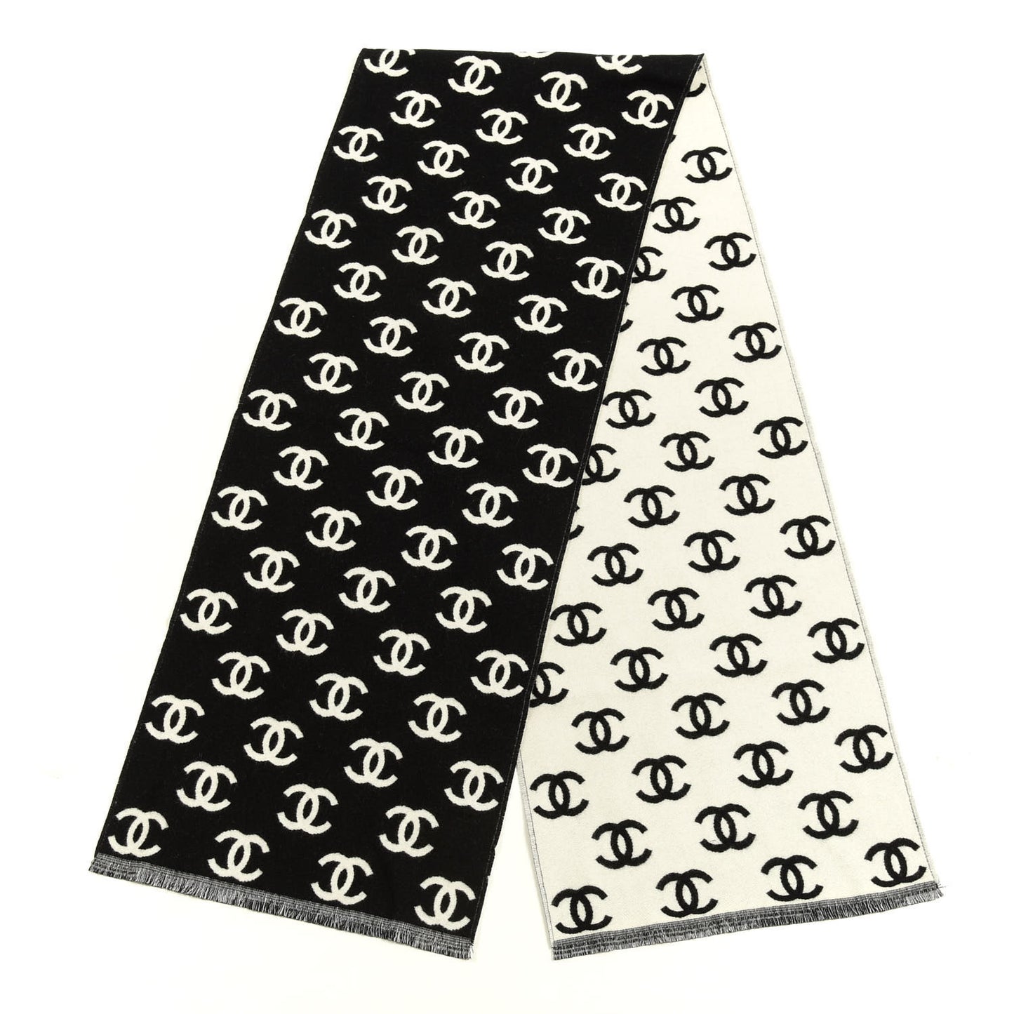 Wool Cashmere CC Scarf Black White