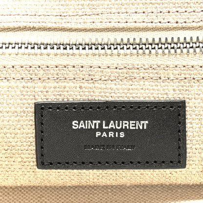 Saint Laurent Linen Calfskin Small Rive Gauche Tote Greggio Natural 6 of 9