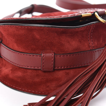 Chloe Suede Calfskin Braided Mini Marcie Round Crossbody Bag Red 10 of 11