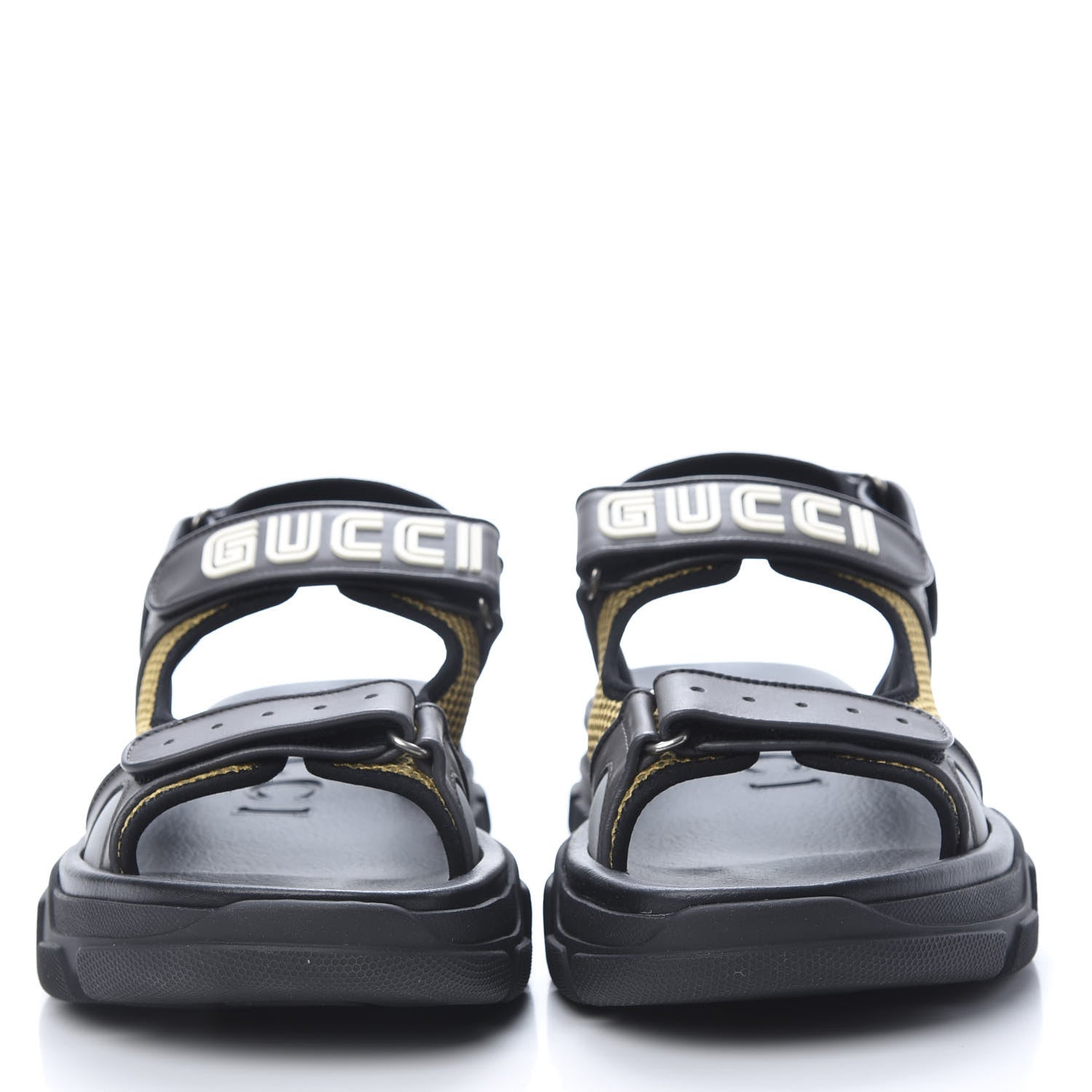 Gucci X SEGA Nappa Mesh Mens Aguru Sandals 12 Loess Black 2 of 6