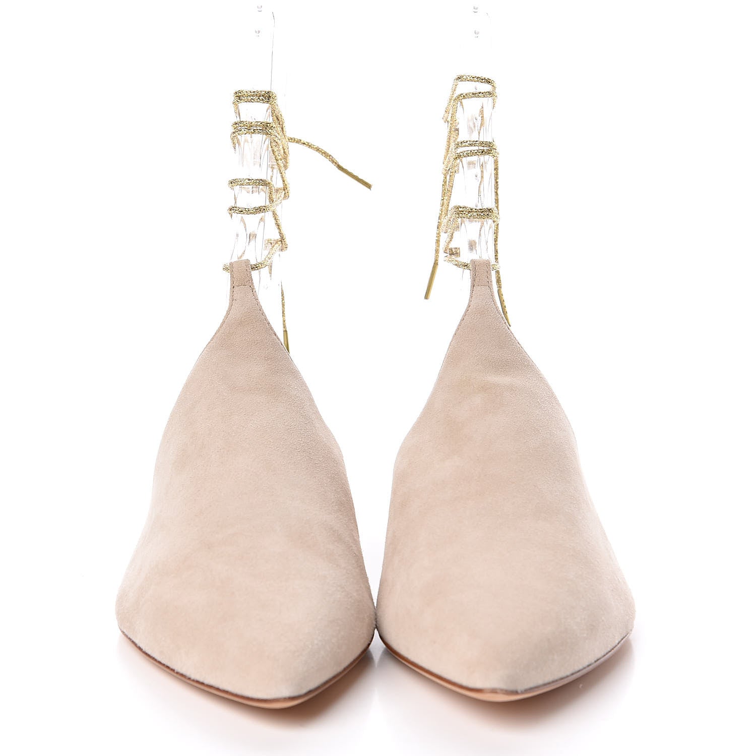 Chanel Suede Pointed Toe Mules 39.5 Beige Gold 2 of 9