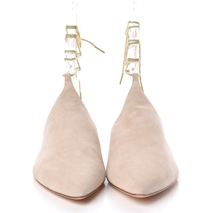 Chanel Suede Pointed Toe Mules 39.5 Beige Gold 2 of 9