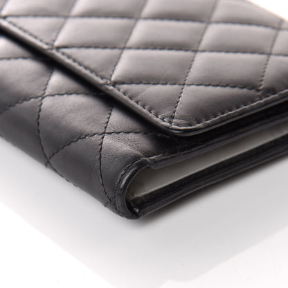 Chanel Calfskin Quilted Cambon Flap Wallet Black White 6 of 12