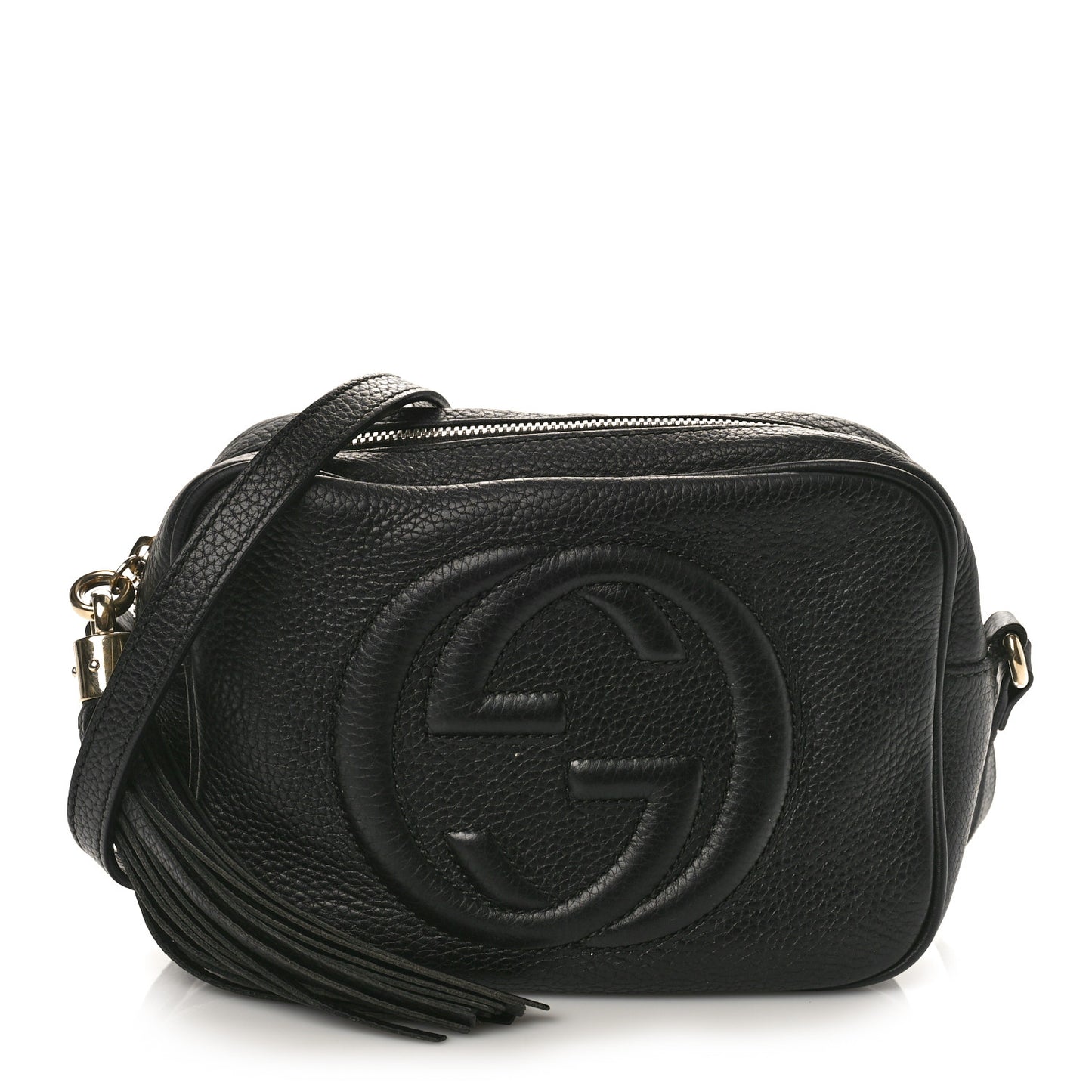 Pebbled Calfskin Small Soho Disco Bag Black