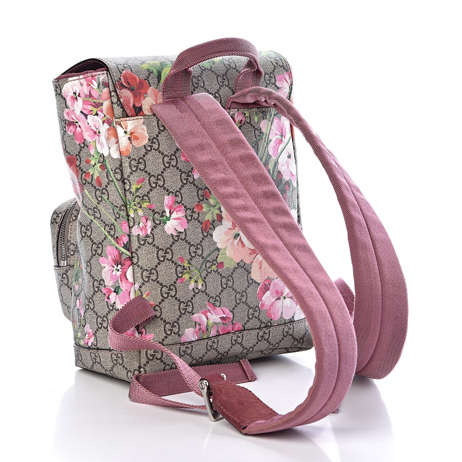Gucci GG Supreme Monogram Blooms Small Single Buckle Backpack Beige Multicolor Dry Rose 3 of 10