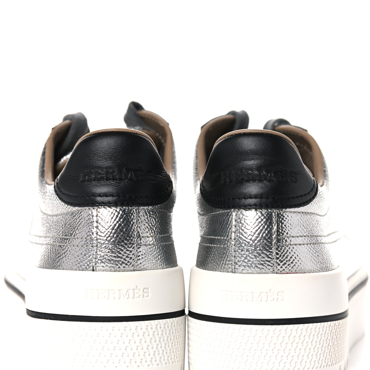 Hermes Metallic Epsom Womens Voltage Sneakers 36 Gris Argente Vieilli Black 8 of 9