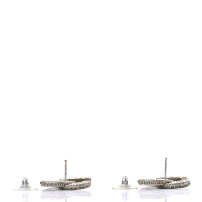 Chanel Baguette Crystal CC Earrings Silver Black 3 of 5