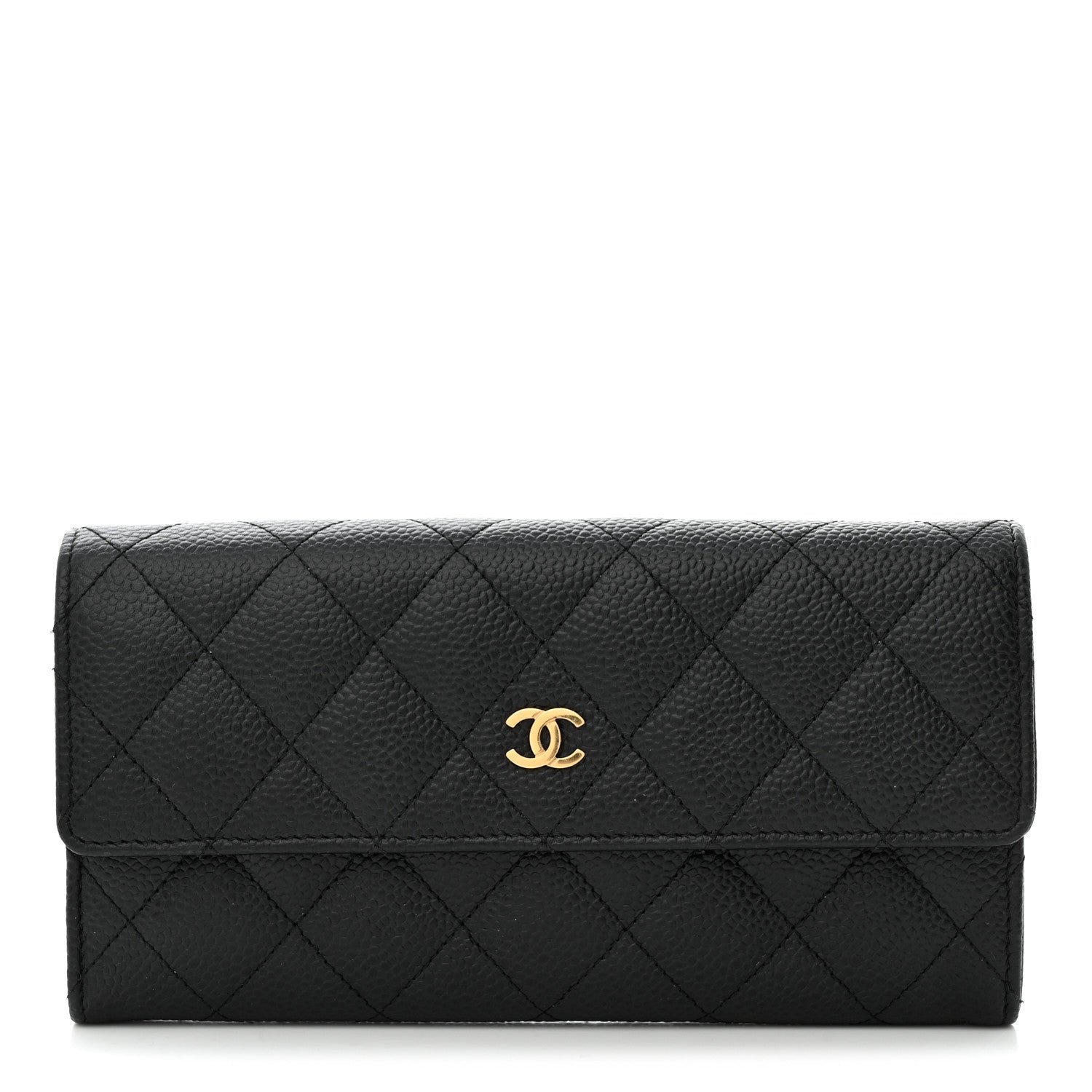 Chanel Caviar Quilted Large Gusset Flap Wallet Black 1 of 9