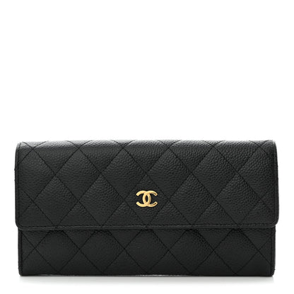 Chanel Caviar Quilted Large Gusset Flap Wallet Black 1 of 9