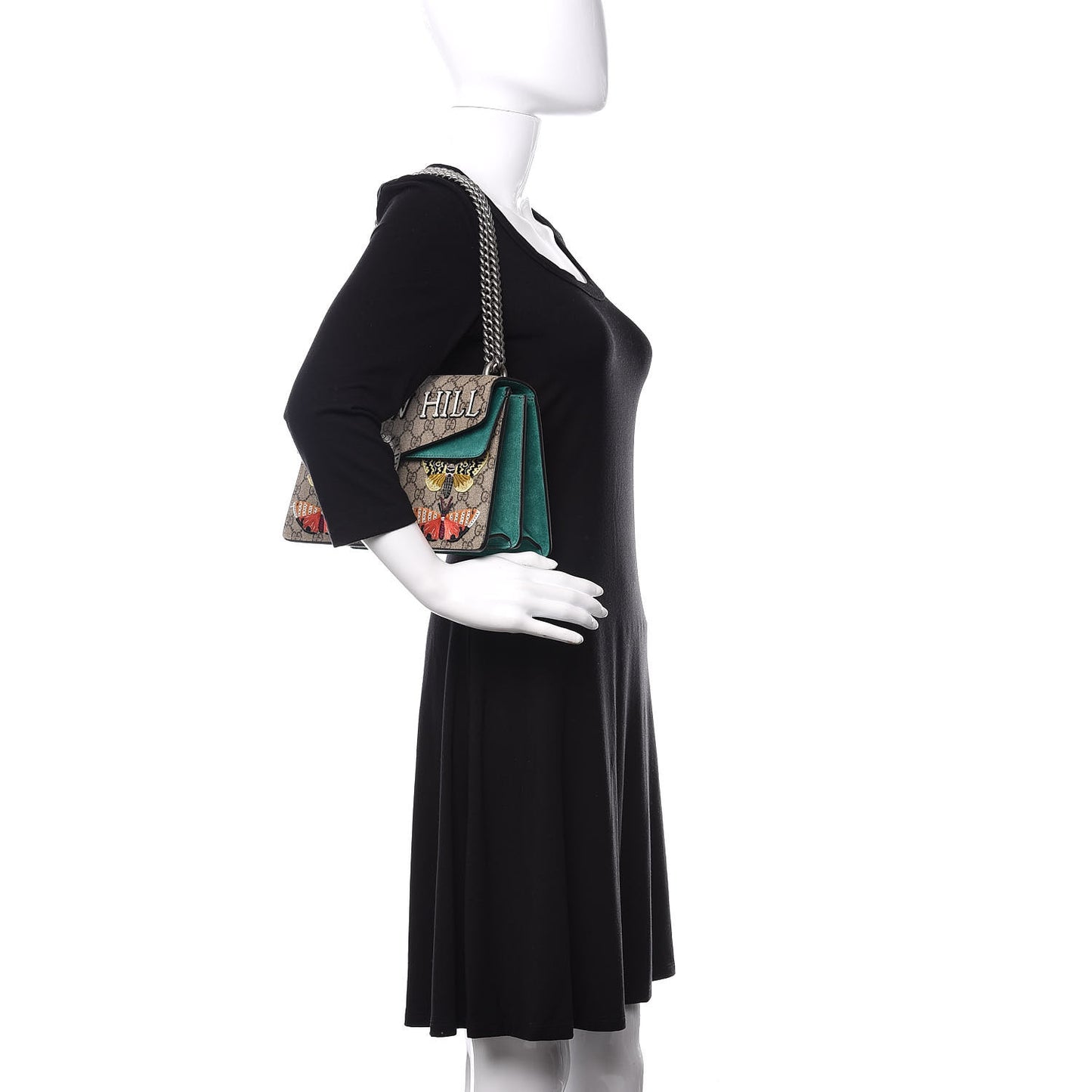 GG Supreme Monogram Willow Hill Embroidered Small Dionysus Shoulder Bag Emerald