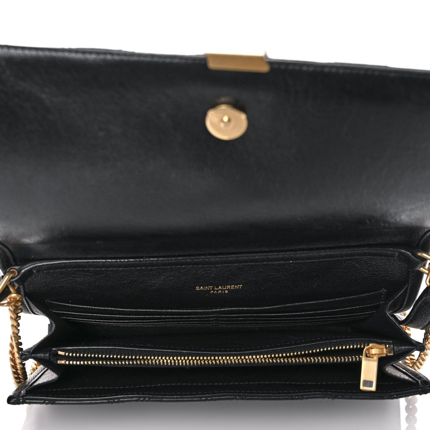 Lambskin Diamond Quilted Becky Chain Wallet Black