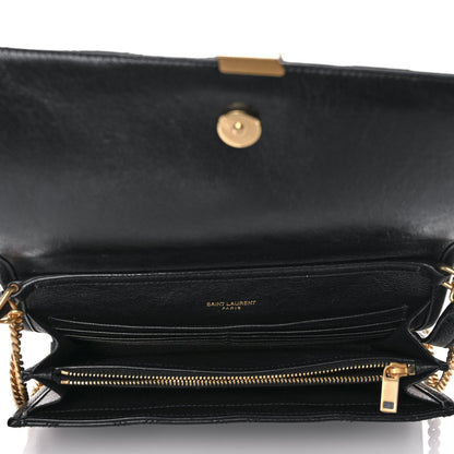 Saint Laurent Lambskin Diamond Quilted Becky Chain Wallet Black 5 of 10