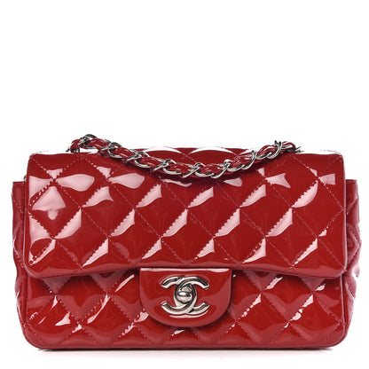 Chanel Patent Calfskin Quilted Mini Rectangular Flap Red 1 of 8