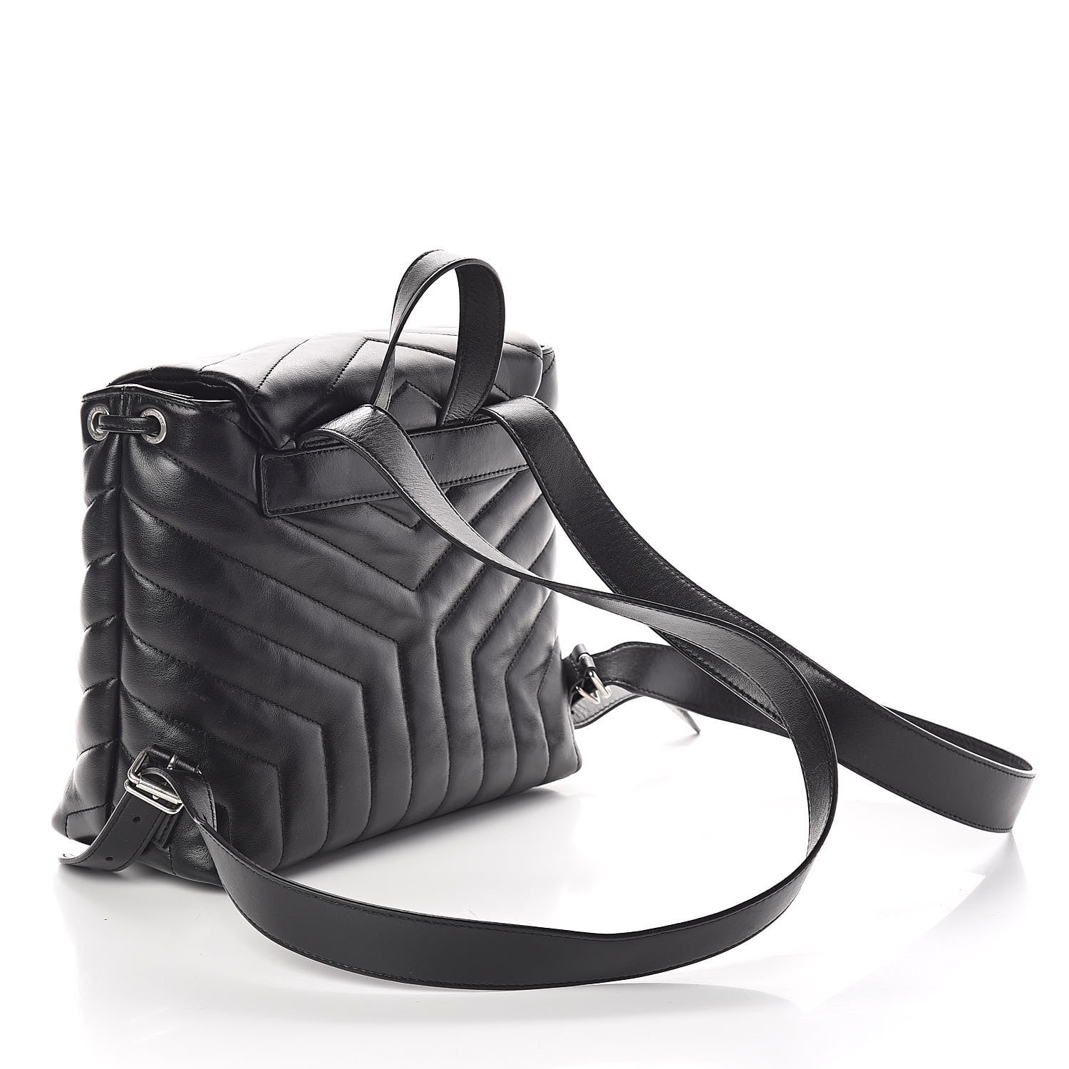 Saint Laurent Calfskin Y Quilted Monogram Small Loulou Backpack Black 3 of 10