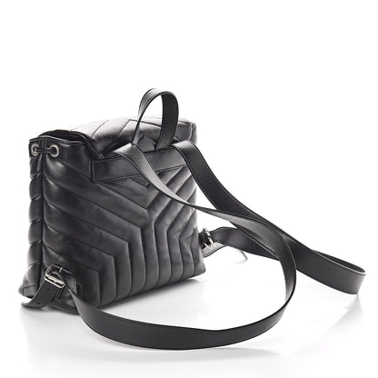 Saint Laurent Calfskin Y Quilted Monogram Small Loulou Backpack Black 3 of 10