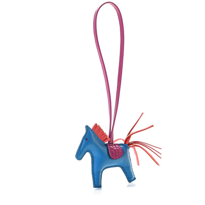 Hermes Milo Lambskin Matte Alligator Touch Grigri Rodeo Horse Bag Charm PM Bleu France Orange Poppy Framboise 2 of 4