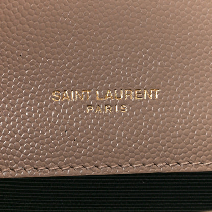 Saint Laurent Grain De Poudre Textured Mixed Matelasse Triquilt Small Monogram Satchel Dark Beige 6 of 13