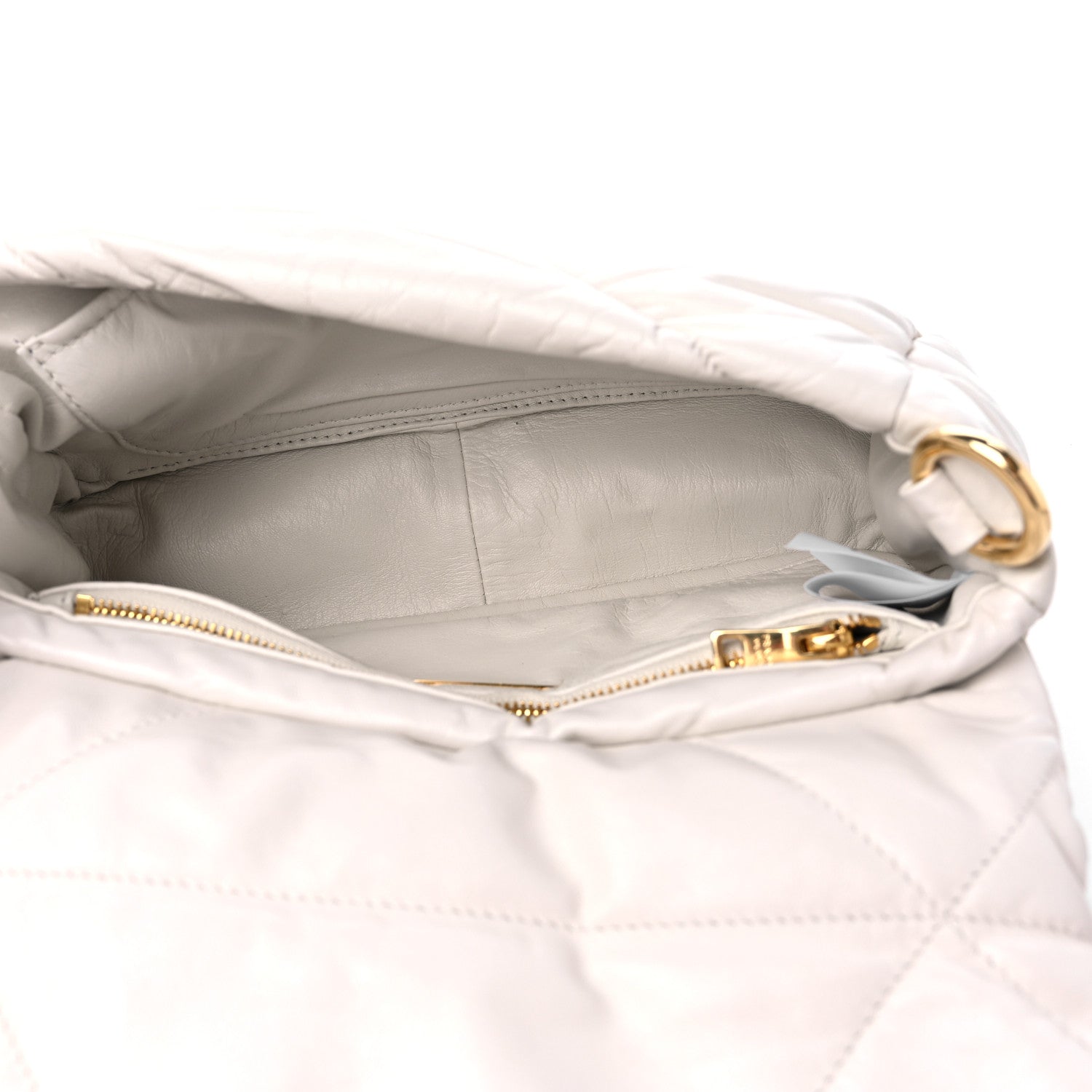 Prada Nappa Soft Padded Logo Embossed Triangle Quilted Shoulder Bag White 5 of 9