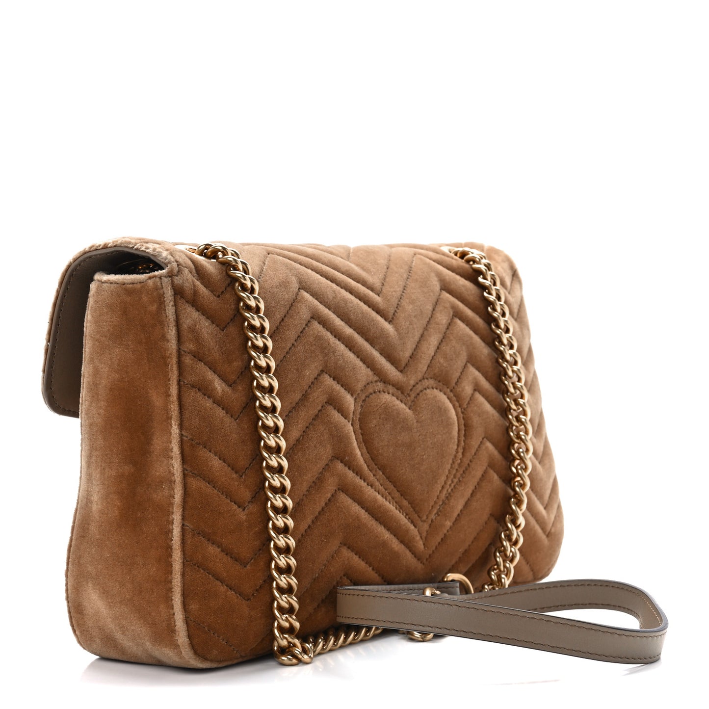 Velvet Matelasse Medium GG Marmont Shoulder Bag Taupe
