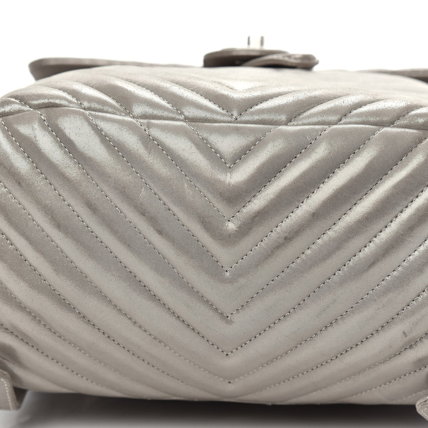 Metallic Calfskin Chevron Quilted Urban Spirit Backpack Silver