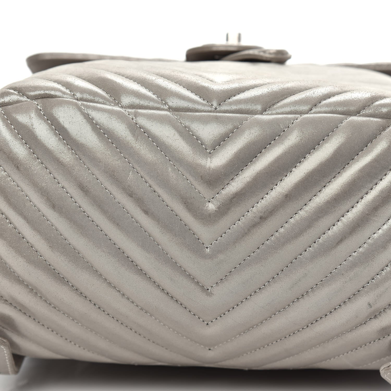 Chanel Metallic Calfskin Chevron Quilted Urban Spirit Backpack Silver 9 of 14
