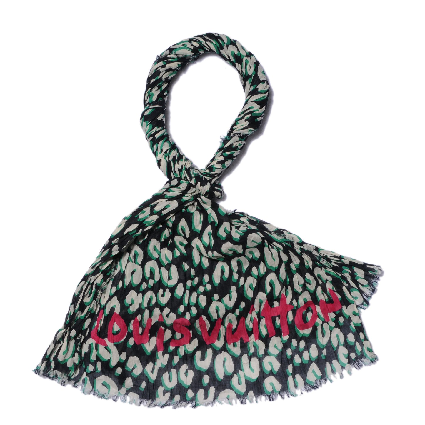 Cotton Leopard Pareo Scarf Blue Infini